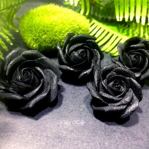 Rose Flowers Beads, Polymer Clay Rose Beads, Black Rose Flower, Polymer Clay Rose, Handmade Beads, Clay Flower Beads, Black Beads Big Rose