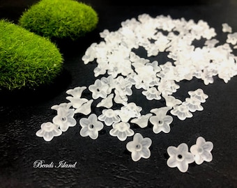 White Frosted Flower Beads, Acrylic Flower Beads, Flowers Beads, White Acrylic Floral Beads, Bridal Wedding Craft, Frosted White Flower Bead