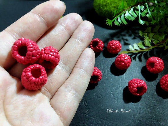 Polymer Clay Beads Red Clay Beads Berry Beads Beads 