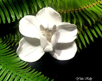 Handmade Clay Plain White Orchid Flower, Jewelry Making For Floral Designs