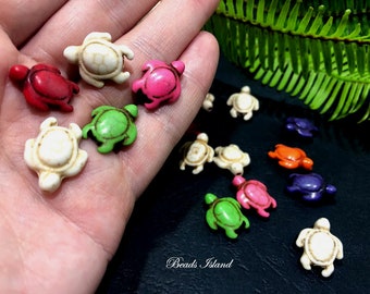 Colorful Howlite Turtle Beads, Gemstone Jewelry Making Charms