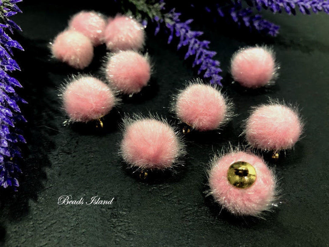 Pink Fluffy Ball Beads, Fluffy Beads, Handmade Craft, Fluffy Ball