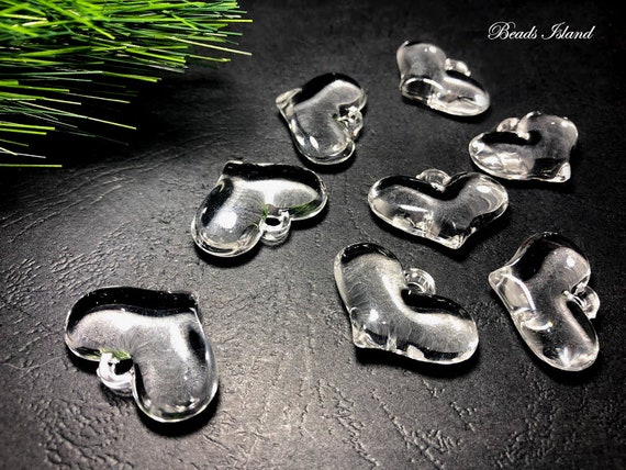 Clear Acrylic Heart Beads, Handmade Craft Supplies (3x2 cm)