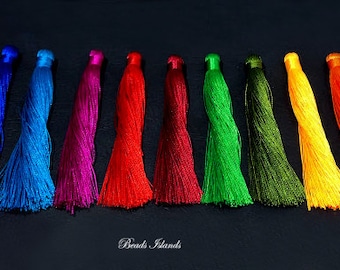 Silk Tassels, Jewelry Making, Craft Supplies, Tinsel Tassels, Tassels Jewelry, High Quality Handmade Silk Thread Tassels, Long Boho Tassel