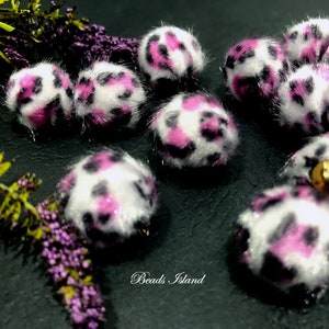 Leopard Fluffy Ball Beads, Fluffy Beads, Handmade Craft, Fluffy Ball Fittings, Soft Ball Beads, Fluffy Faux Ball Charm, Fur Ball Beads