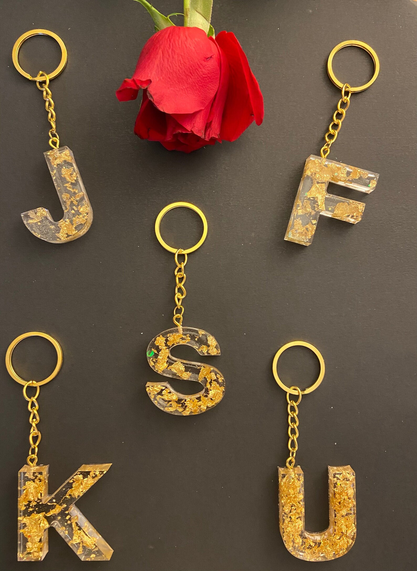 Personalised resin keychains letter name keychains resin Etsy