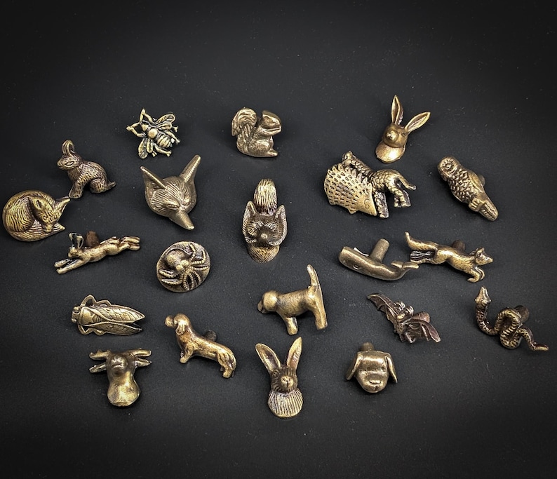 Animal-shaped iron knobs | Vintage animal-design furniture knobs | Drawer handles with screws | Decorative handles for dressers, wardrobes & children's rooms image 1