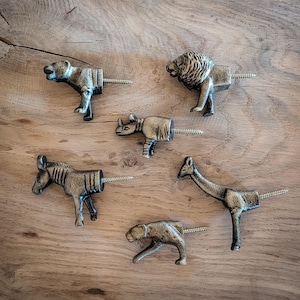 Meubelknoppen met dierenmotief van metaal – diverse dierenmotieven – antieke messing wandhaak Safari Knober