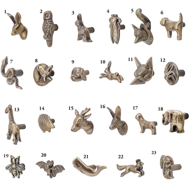 6 Maniglie In Legno Per Cassetti A Forma Di Animale – Coniglio, Elefante, Giraffa E Altri – Con Viti - 3