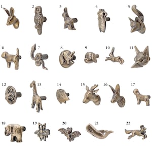 Animal-shaped iron knobs | Vintage animal-design furniture knobs | Drawer handles with screws | Decorative handles for dressers, wardrobes & children's rooms image 7