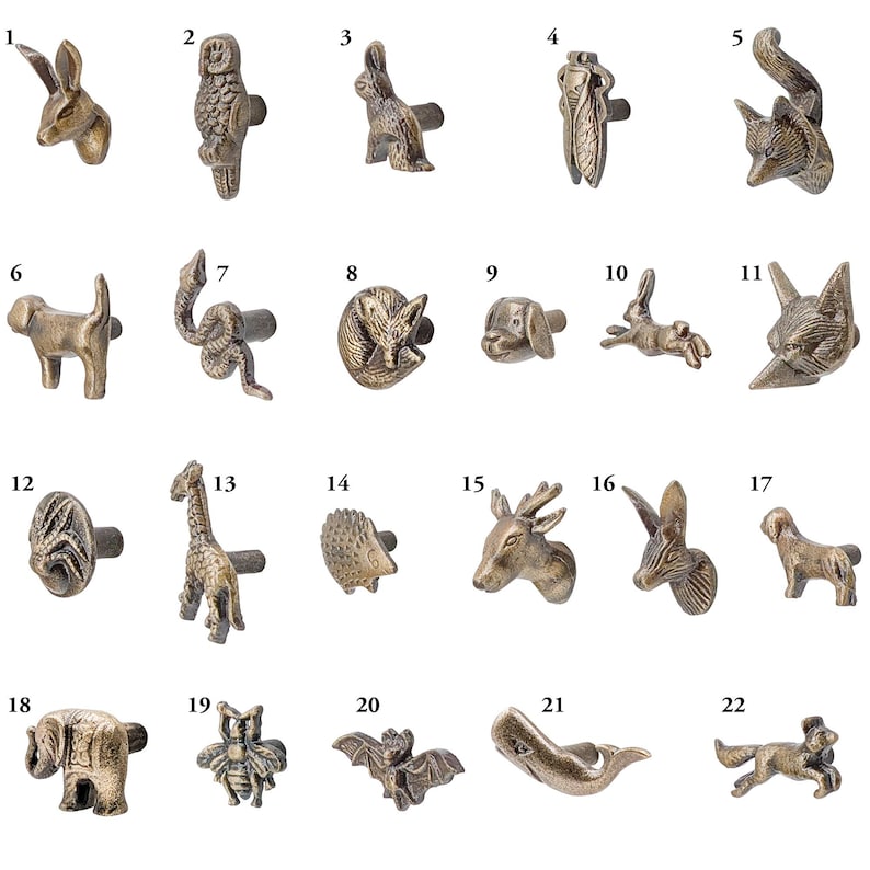 Animal-shaped iron knobs | Vintage animal-design furniture knobs | Drawer handles with screws | Decorative handles for dressers, wardrobes & children's rooms image 7