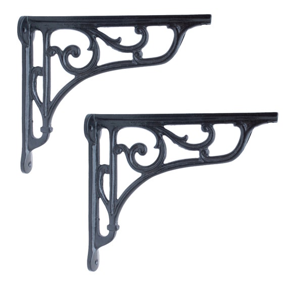 2 X Shelf holder 20 x 17.5 cm pair of antique black cast iron Etsy