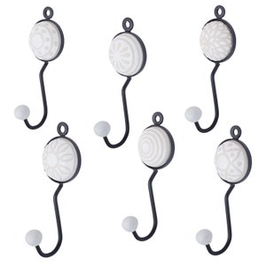 6 X Wardrobe Hook White Ceramic Wall Hook Clothes Hook Shabby