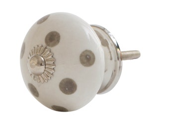 Bouton de meuble points en céramique Café Latte blanc bouton vintage shabby chic