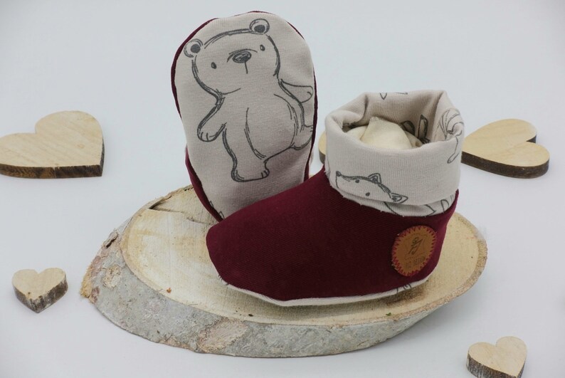 Baby booties made of cotton jersey with happy forest animals from IRiZ DESiGN image 4