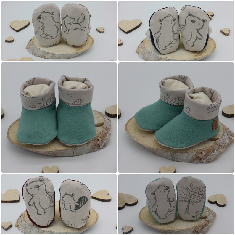 Baby booties made of cotton jersey with happy forest animals from IRiZ DESiGN image 2