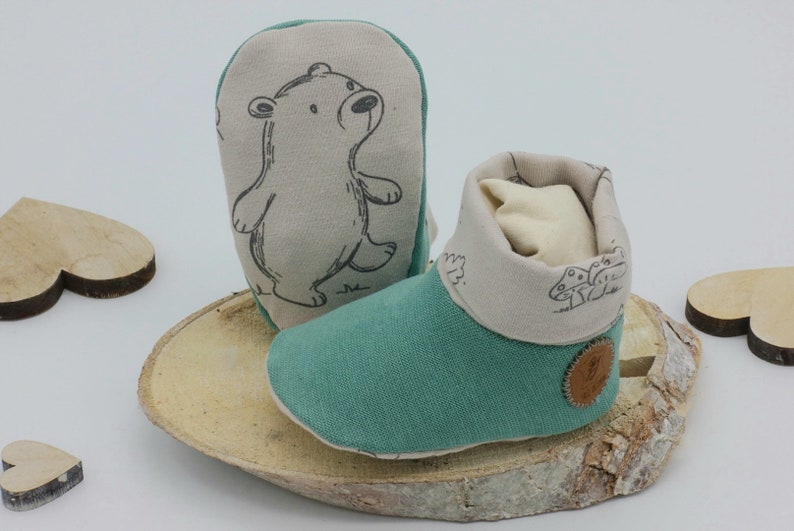 Baby booties made of cotton jersey with happy forest animals from IRiZ DESiGN image 6