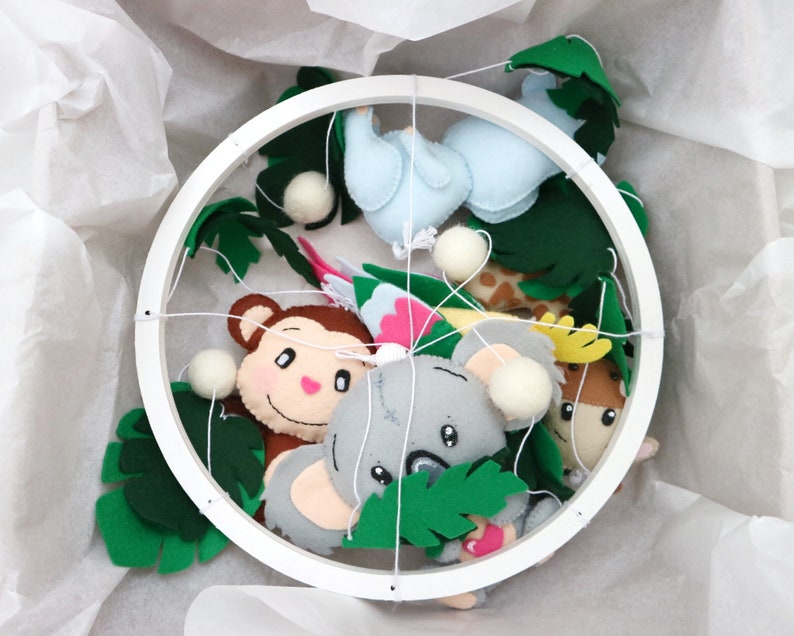 Safari Crib Mobile Jungle Theme Mobile Hanging Zoo Animals Etsy