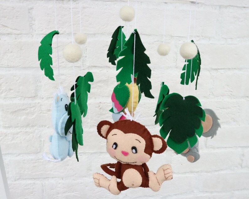 Safari Crib Mobile Jungle Theme Mobile Hanging Zoo Animals Etsy