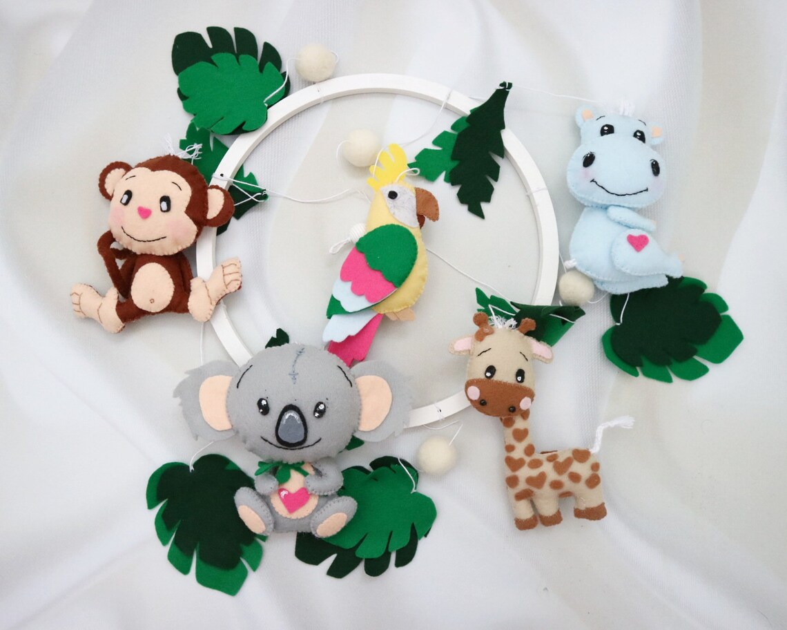 Safari Crib Mobile Jungle Theme Mobile Hanging Zoo Animals Etsy