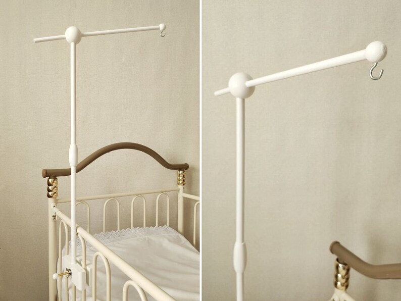 Toys Baby Toddler Crib Mobile Arm White Wooden Holder Mount For Cot Hanging With Turning Around Box Cot Mobile Hanging With Turning Around, Baby Mobile Arm