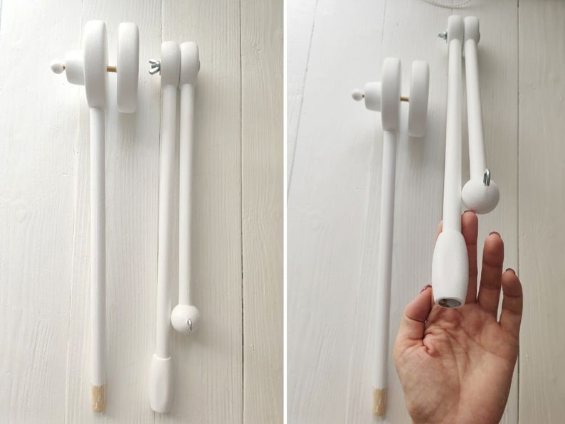 Wood crib mobile arm with baby mobile music box unit mount Etsy