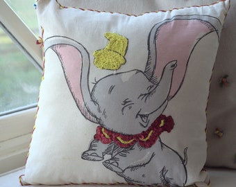 Personalised Disneys Dumbo Elephant Any Name White Cushion Cover 40x40cm V1 