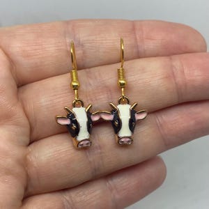 Cow earrings, dangle earrings, gift for her, earrings, animal earrings,  stocking filler, stocking stuffer, cows, cow jewelry