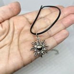 Sun necklace, celestial necklace, goth necklace, cord necklace, retro choker, goth accessories, sun pendant, black choker, sun choker