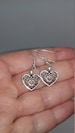 Silver heart earrings, dangle earrings, gift for her, earrings, stocking filler, stocking stuffer, gift for her 