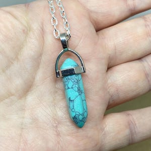 Howlite turquoise necklace, healing stone necklace, gift for her, statement necklace, Mother’s Day, Valentine’s Day, crystal pendant,