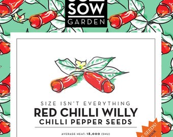 Red Chilli Willy Seeds - 20 Chilli Pepper Seeds - Organic Chili Seeds - High Germination Rate - Free Seeds - Peter Pepper Red - Penis Pepper