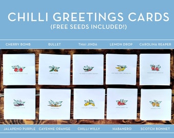 Personalised Greetings Cards - Gift Cards with Chilli Seeds - Chilli lover Greetings Cards - birthday gift