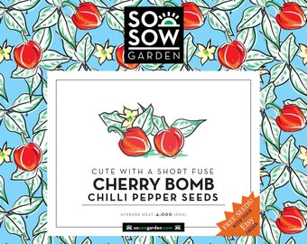Cherry Bomb Seeds - 20 Chilli Pepper Seeds - Organic Chili Seeds - 100% Genuine Guaranteed - High Germination Rate - Free Seeds