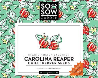 Carolina Reaper Seeds - 20 Chilli Pepper Seeds - Organic Chili Seeds - 100% Genuine Guaranteed - High Germination Rate - Free Seeds