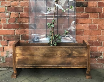 Wooden Planter, Rustic Pinewood Trough with Size Options