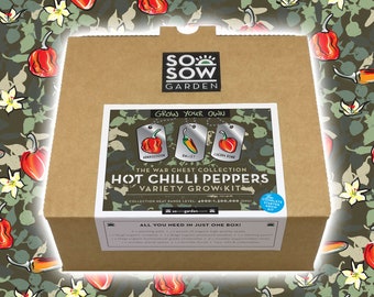 Grow Your Own Chilli Peppers, Chilli Grow kit, Chilli Pepper Variety Pack, Military Army Themed, Fathers Day Gift