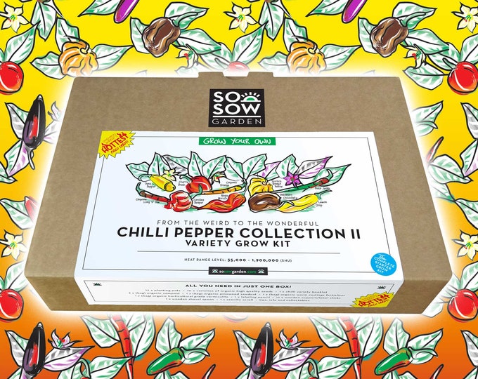 Featured listing image: Grow Your Own Chilli Peppers - Chilli Grow kit - Chilli Pepper Collection 2 - Chili Varieties - Variety Kit