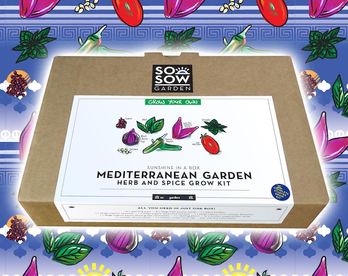 Featured listing image: Grow Your Own Mediterranean herbs and Spices - Mediterranean Garden Grow kit - Spanish Cooking Gift - Italian Cuisine present - Turkish Food