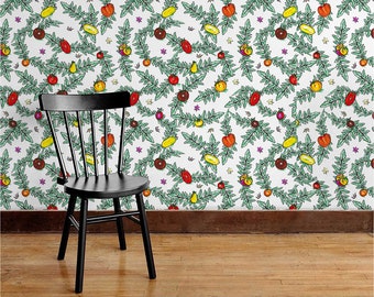 Tomato Variety Wallpaper - classic or with adhesive - Tomato floral pattern tile