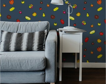 Tomato Variety Wallpaper - classic or with adhesive - Tomato pattern tile