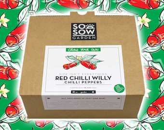 Grow Your Own Chilli Peppers - Chilli Grow kit - Red Chilli Willy Peppers - Chili Seeds - Valentines Gift - Penis Pepper - Peter Pepper Red