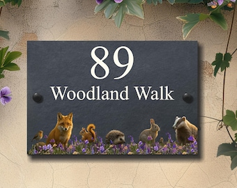 Letrero de pizarra para casa de amigos del bosque – Placa exterior personalizada