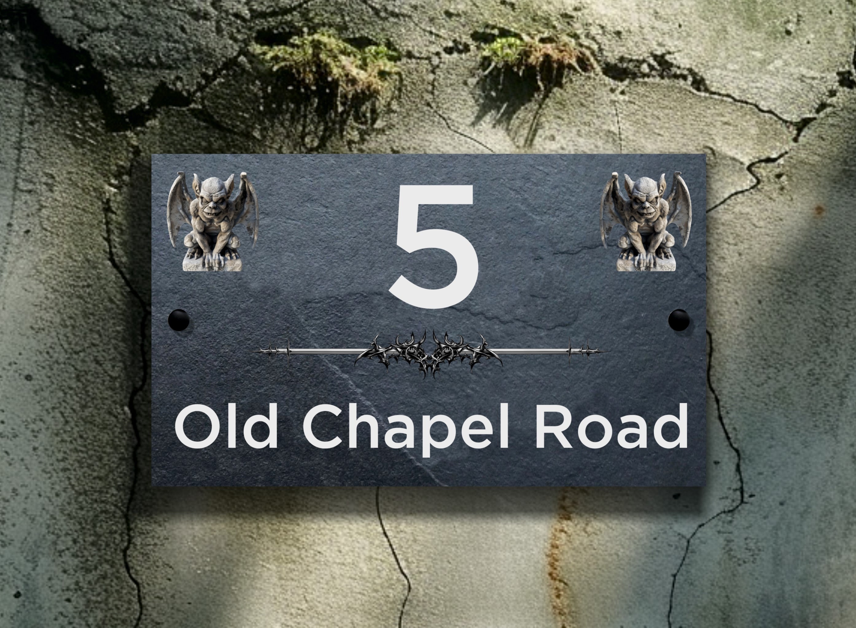 Gothic Dragon Slate House Sign, Custom Name Number Plaque - Etsy UK