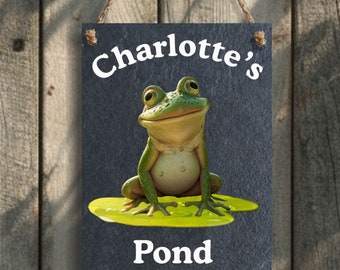 Personalised Wildlife Pond Slate Sign – Garden Decor Gift