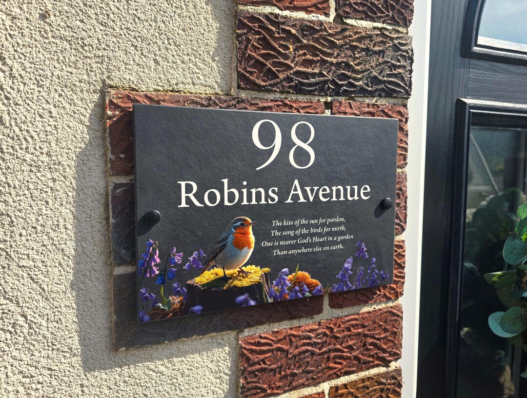 Robin Slate Custom Robin Slate House Sign – Rustic Outdoor Plaque - Etsy UK