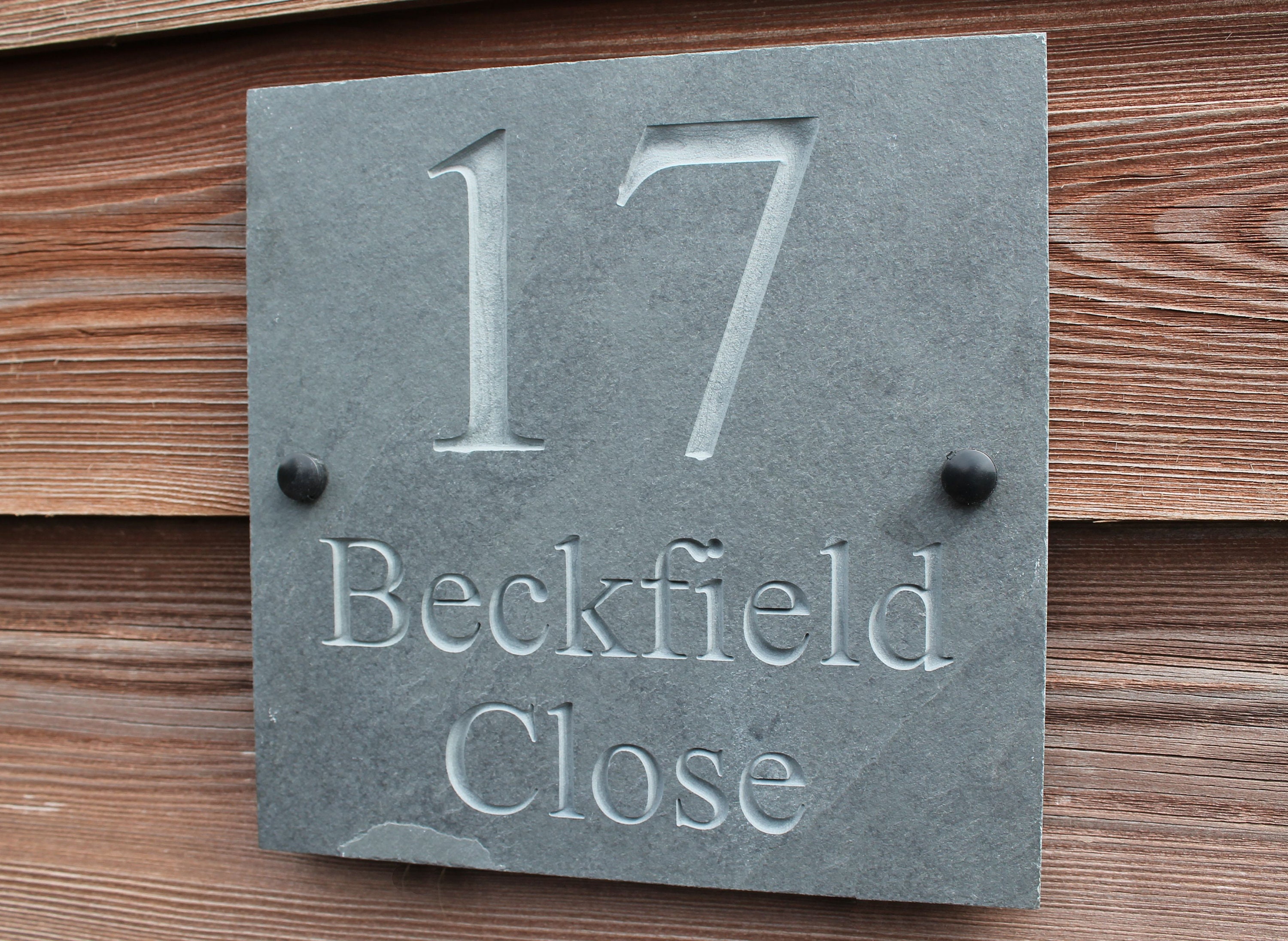 20cm X 20cm Deep Engraved Natural Slate House Name Number Etsy UK