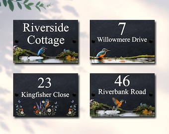 New Kingfisher Slate House Sign – Personalised Outdoor Plaque