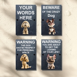 Funny Personalised Pixar Style Dog Slate Sign Lot Of Different Breeds - Cartoon Style  Dog - Four Sizes  Great Christmas Gift Idea