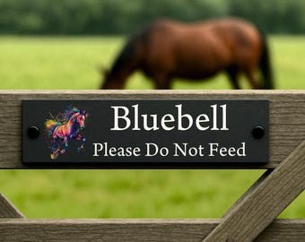 Letrero personalizado de pizarra con forma de caballo para establo – Placa exterior resistente a la intemperie